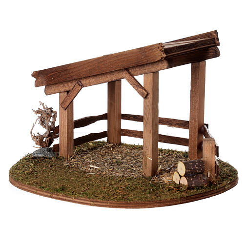 Wood shelter for animals, Nordic Nativity Scene, 15x20x20 cm, for 10-12 cm characters 2