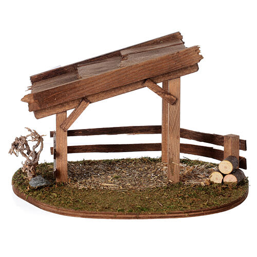 Wood shelter for animals, Nordic model nativity 15x20x20 cm for figures 10/12 cm 1