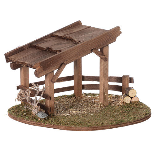 Wood shelter for animals, Nordic model nativity 15x20x20 cm for figures 10/12 cm 3