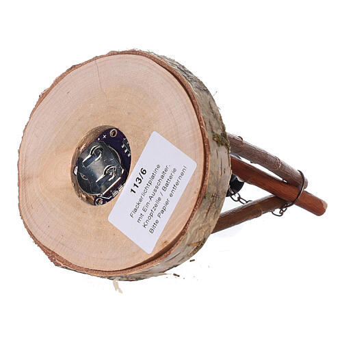 Kociołek na ognisku z oświetleniem LED na baterie, model skandynawski, 15x10x10 cm, do szopki 12 cm 3