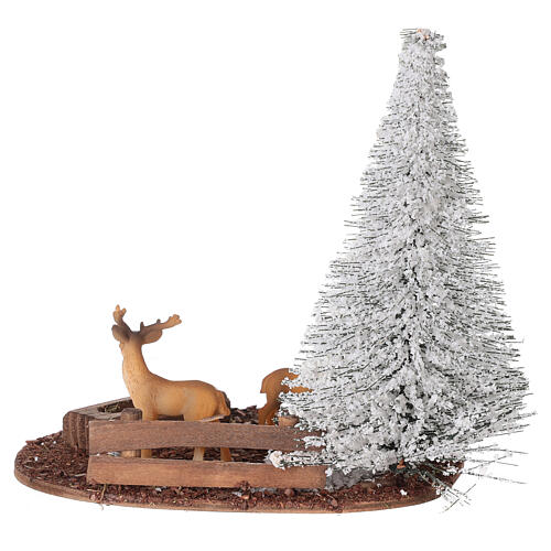 Drzewo ośnieżone i zwierzęta, szopka model nordycki, 20x20x10 cm do figurek 10/12 cm 6