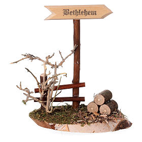 Cartello Bethlehem in legno modello nordico 15x10x10 cm per presepe 10 cm