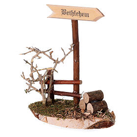 Placa de rua Bethlehem miniatura madeira presépio estilo nórdico com figuras altura média 10 cm, 13x10x8 cm