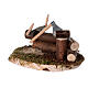 Nordic Nativity Scene setting, wood trunks, ax and saw, 5x10x5 cm, for 12 cm characters s3