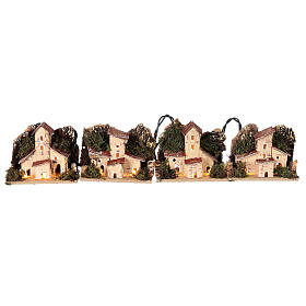 Groupes de maisons illuminées 4 pcs pour crèche 10-12 cm arrière-plan 10x10x5 cm