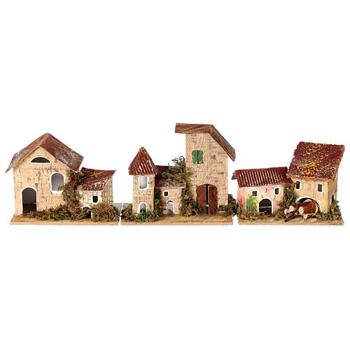 Groups of houses, set of 6, for Nativity Scene with characters of 10-12 cm, background setting, 10x10x5 cm 3