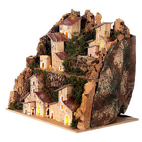 Village with small illuminated houses, for Nativity Scene with 10-12 cm characters, 20x20x15 cm