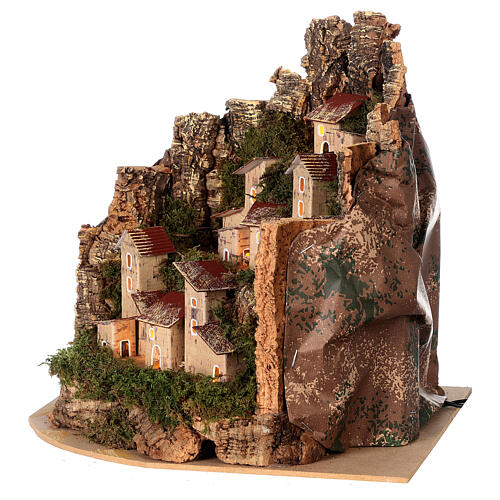 Nativity Scene landscape for characters of 10-12 cm, illuminated houses, 20x25x20 cm 2