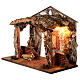 Rustic illuminated cabin for Nativity Scene with 12 cm characters 30x40x20 cm s3