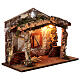 Rustic illuminated cabin for Nativity Scene with 12 cm characters 30x40x20 cm s4