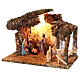 Cabana cortiça Natividade presépio iluminada para figuras altura média 10 cm; 24x33x18 cm s2