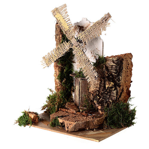 Windmill figurine cork 18x15x10 cm for 10-12 cm nativity  2