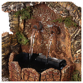 Fontaine avec pompe mur rocheux en liège crèche 10-12 cm 15x15x10 cm