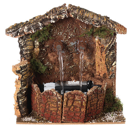 Fontaine avec pompe mur rocheux en liège crèche 10-12 cm 15x15x10 cm 1