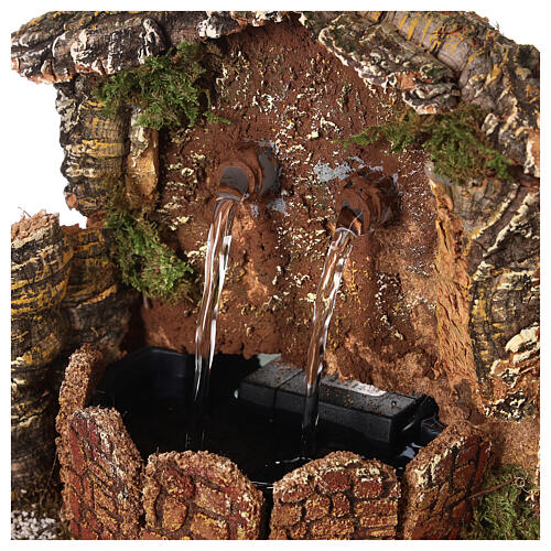 Fontaine avec pompe mur rocheux en liège crèche 10-12 cm 15x15x10 cm 2