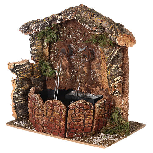 Fontaine avec pompe mur rocheux en liège crèche 10-12 cm 15x15x10 cm 3
