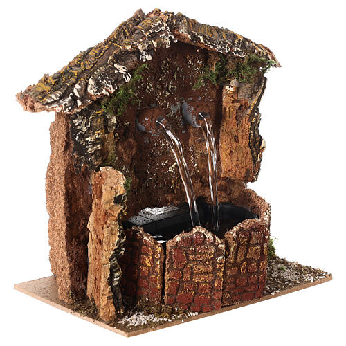 Fountain with pump rocky wall cork 10-12 cm nativity 15x15x10 cm 4