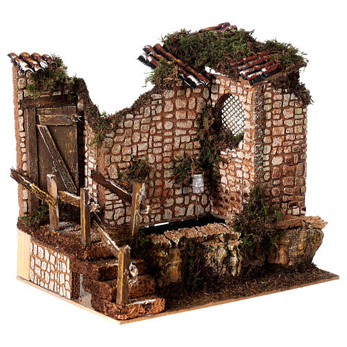 Electric fountain with stairs and door 20x20x15 cm for Nativity Scene with characters of 10-12 cm 4