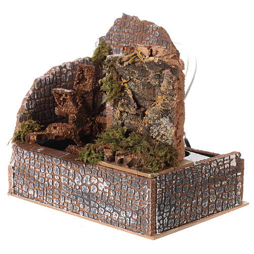 Watermill with pump, cork rock face, 20x20x15 cm for Nativity Scene with characters of 10-12 cm 3