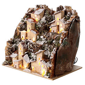 Snowy village set for 3 cm nativity lighted houses 20x20x15 cm