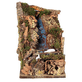 Creek with bridge and sheep, electric pump, for Nativity Scene with characters of 10-12 cm, 30x20x35 cm