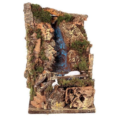 Creek with bridge and sheep, electric pump, for Nativity Scene with characters of 10-12 cm, 30x20x35 cm 1