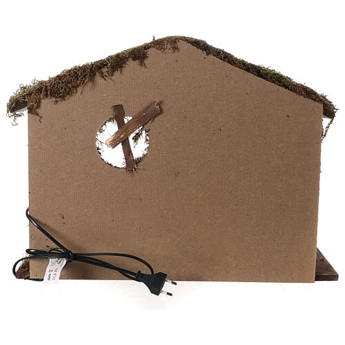 Stable with cork stone walls and lights 40x50x25 cm for Nativity Scene with characters of 16 cm 4