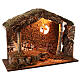 Nativity stable with cork rocky walls, lights 40x50x25 cm, nativity scene 16 cm s3