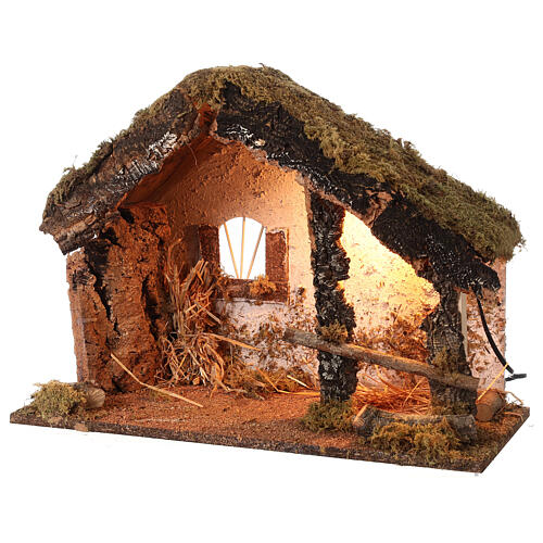 Cabane rustique avec éclairage 40x50x25 cm crèche 10-12 cm 2