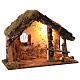Cabane rustique avec éclairage 40x50x25 cm crèche 10-12 cm s3