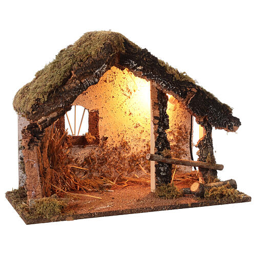 Rustic nativity stable lights 38x50x23 cm for 10-12 cm nativity 3