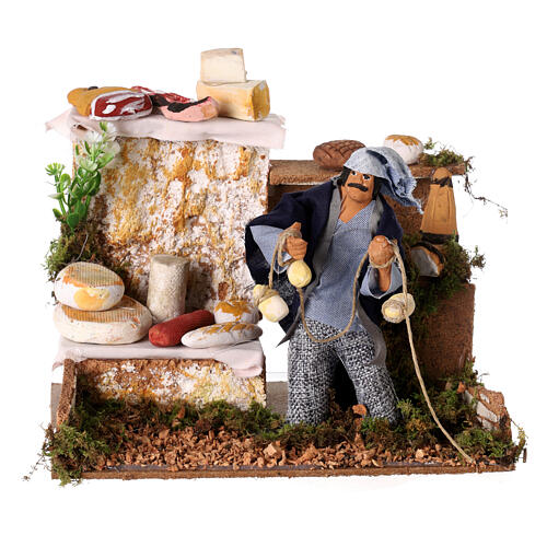 Charcuterie and cheese seller, animated figurine for Nativity Scene with characters of 14 cm, 20x20x15 cm 1