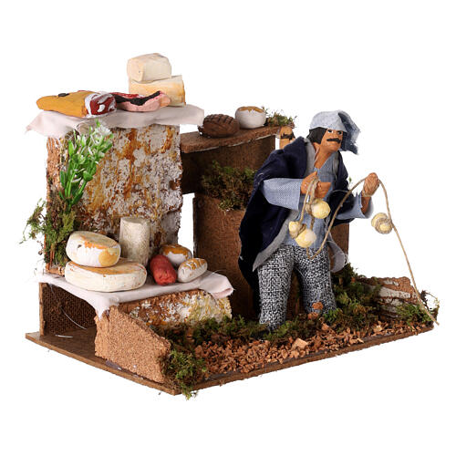 Charcuterie and cheese seller, animated figurine for Nativity Scene with characters of 14 cm, 20x20x15 cm 3