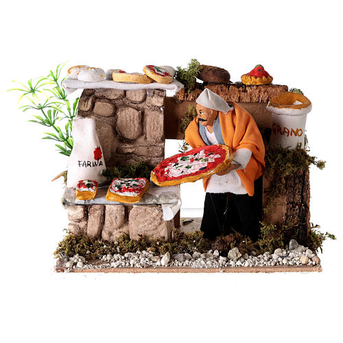 Pizzaiolo em movimento para presépio com figuras altura média 14 cm; 15x20x14 cm 1