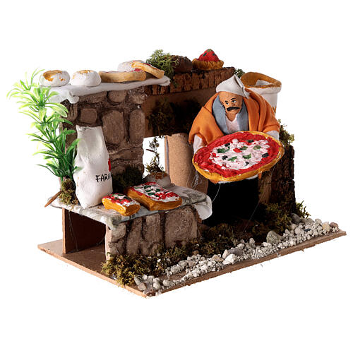 Pizzaiolo em movimento para presépio com figuras altura média 14 cm; 15x20x14 cm 3