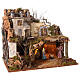 Capanna rustica pareti rocciose in sughero natività luci 35x45x30 cm per presepe 6-8 cm s3