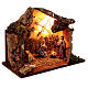 Cabana de cortiça iluminada Natividade de Jesus e cordeiro, para presépio com figuras altura média 10 cm; 25x33x18 cm s3