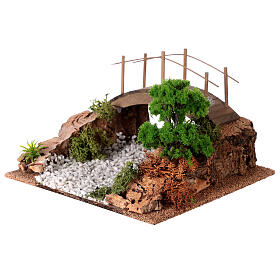 Estrada de terra com ponte para presépio com figuras de 8-10 cm