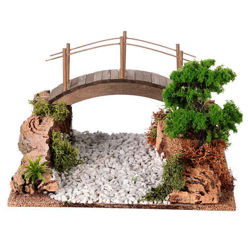 Estrada de terra com ponte para presépio com figuras de 8-10 cm 1