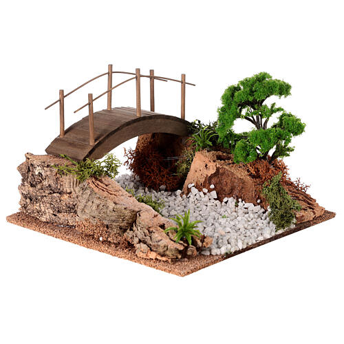 Estrada de terra com ponte para presépio com figuras de 8-10 cm 3