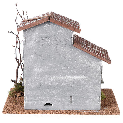 House in 19th century style with tree for Nativity Scene of 6 cm 15x25x20 cm 5