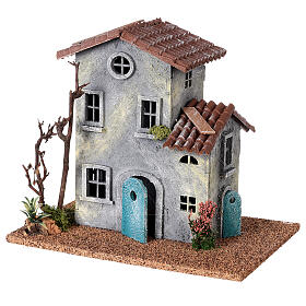 House of the 19th century with barren tree for Nativity Scene of 6 cm