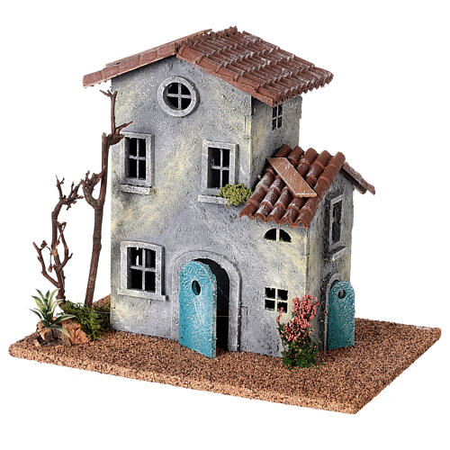 Miniature 1800s villa with dry tree wood, for 6 cm nativity 2