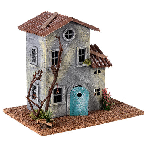 Miniature 1800s villa with dry tree wood, for 6 cm nativity 3
