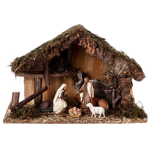 Stable with manger and straw for Moranduzzo's Nativity Scene of 10 cm 15x35x20 cm 1