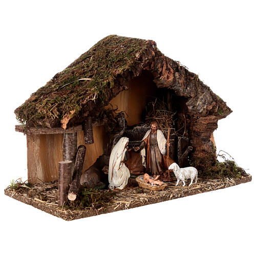 Stable with manger and straw for Moranduzzo's Nativity Scene of 10 cm 15x35x20 cm 3