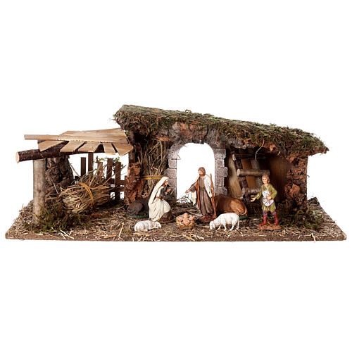 Cabane arc et auvent nativité Moranduzzo 10 cm 1