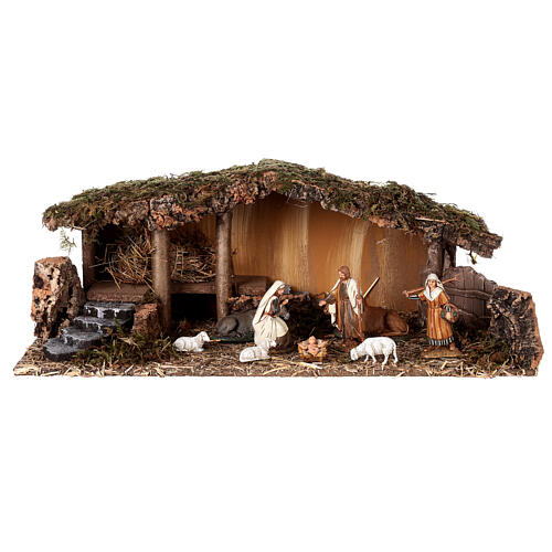 Cabana musgo escada Natividade Moranduzzo com figuras de 10 cm 1
