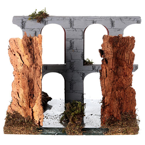 Flussabschnitt mit Ruinen eines Aquädukts Krippe im Stil des 19. Jahrhunderts, 4/6 cm 4