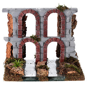 Stretch of a river with ruined aqueduct for Nativity Scene with 4-6 cm characters